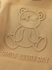 3 Pcs Tween Boy Casual Korean Style Bear Embossed Sweatshirts, Round Neck Long Sleeve Knit Pullover In 3 Colors (1 Pc Free With Purchase), Suitable For School, Garden, Beach, Birthday In Spring, Summer, Autumn, Winter - Multicolor - View 4