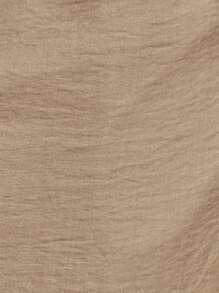 MUSERA Plus Mid Rise Wide Leg Drawstring Waist Trousers Vacation Beachwear Elegant Holiday Cute Summer Classy Casual Dailywear Everyday Wear Spring - Khaki - View 6