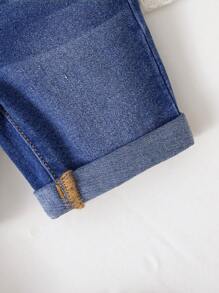 SHEIN 男婴休闲水洗简约牛仔短裤