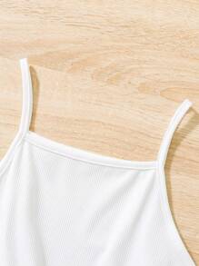 SHEIN Conjunto de 2 peças/conjunto de jaqueta e macacão de cor sólida casual de verão para meninas adolescentes