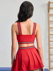 Cheerettes 女士条纹休闲运动胸罩 - 紅色 - 查看 3