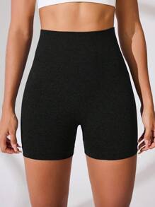 Easithlete 3pcs Women's Letter Print High Waist Seamless Workout Shorts, Everyday Fitness Biker Shorts