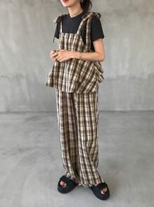 FRIFUL 2件套女士假日夏季格子吊带背心和短裤家居服套装 - 彩色 - 查看 3