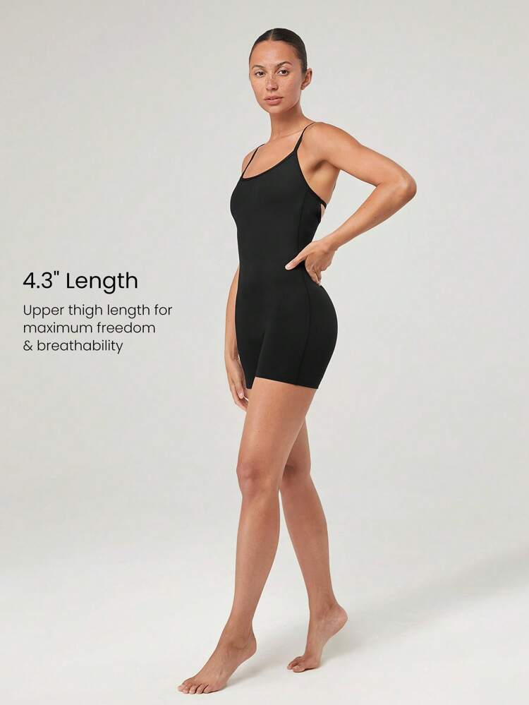 Tuta jumpsuit casual da donna con schiena incrociata regolabile, altezza 4,3", adatta per yoga, pilates e uso quotidiano, a basso impatto