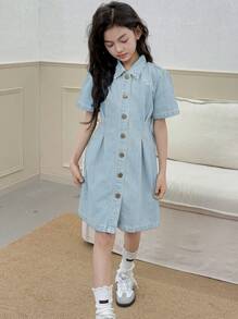 DAZY Tween Girl Denim Pinafore Dress,Girls Summer Outfits,Back To School Clothes - Light Wash - View 1