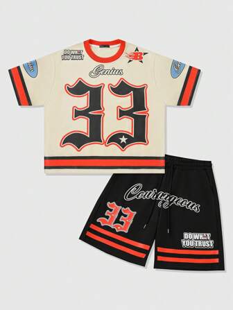 Prep Set di magliette oversize da uomo con grafica, stile di strada retrò