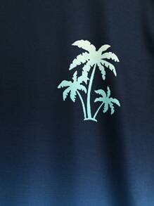 ResortEase Plus Size Men's Palm Tree Graphic Round Neck Casual Tank Top
