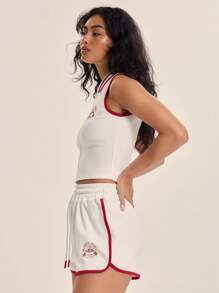 "Musera Sport" Zip Through Graphic Print Fitted Top Active Workout Gym, Padel, Tennis, Racquetball, Pickleball Gym Fitness - White - View 2