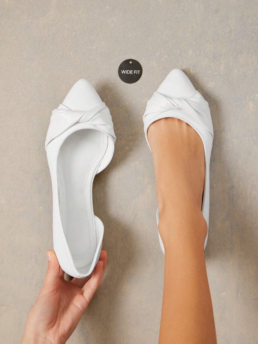 SHUZIA Women's Wide-Fit Comfortable Pointy Toe Twist Strap Casual Flats Mother's Day Present