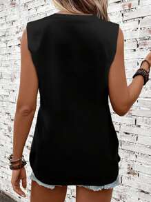 SHEIN LUNE 休闲简约西部风牛头图案女式常规无袖工字背心