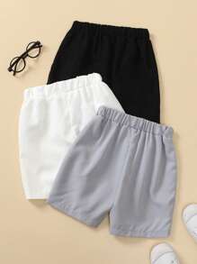 SHEIN 3pcs Set: Young Boy Solid Color Pocket Casual Suit Shorts - Multicolor - View 2