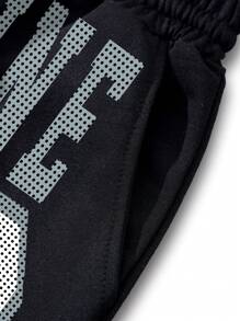 Manfinity Dauomo Men's Casual Numeric Print Drawstring Waist Pocket Shorts - Black - View 4