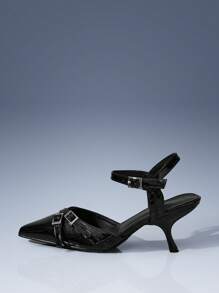 CUCCOO GRLICON Women's Y2K Punk Style High Heel Pumps, Suitable For Motorcycle, Cool Girl, Halloween, Christmas, Party Outfits - Black - View 8