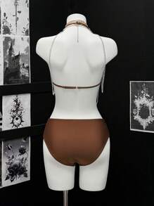 EgrlEra 女性用スパークリングシルバーチェーンキャミソールタンクトップ、パーティー、クラブ、休日イベントに適しています - シルバー - チェックする 2