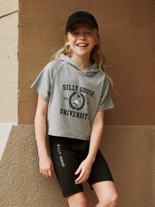 SHEIN Set de 2 piezas para niña preadolescente, top sin mangas vintage simple y pantalones cortos para uso diario y salidas