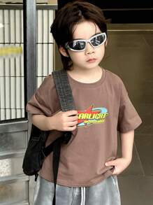 DAZY Young Boys T-Shirt, Fall Clothes - Brown - View 3