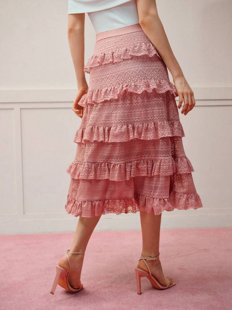 Falda con dobladillo en capas de volantes, Día de San Valentín