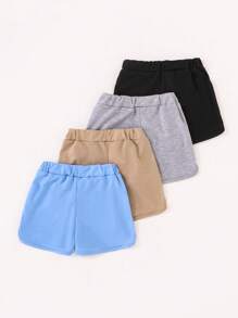 Baby/Baby Boy 4 Packs Shorts, Includes Black, Gray Floral, Blue, Brown, Comfortable Casual Wear For All Occasions In Summer - Multicolor - View 2