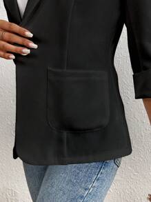 Franclia Solid Color Casual Business Suit Jacket For Spring/Summer - Black - View 7