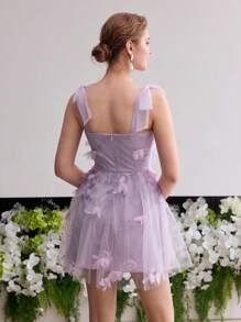 MOTF Soiréza CONTRAST MESH APPLIQUES COCKTAIL DRESS - Mauve Purple - View 7