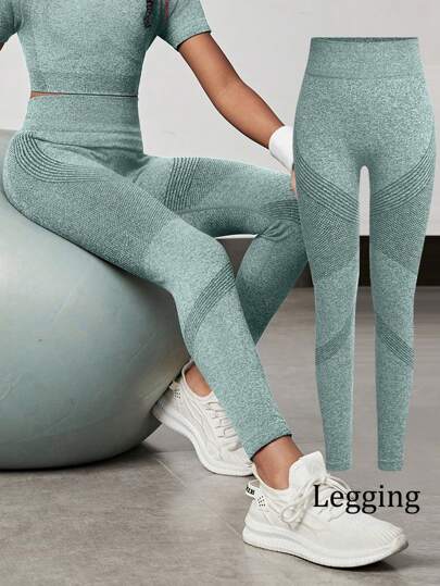 SHEIN 1pc Tween Girls Leggings Long Pants, Gray Peach-Hip Sports Fitness Gym Training Yoga Tights, Spring/Autumn
