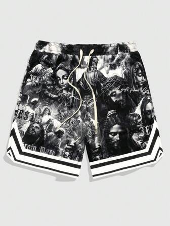 Men's Jesus & Virgin Mary Printed Shorts