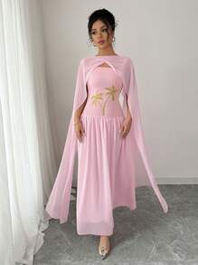 Rafferiza Vestido de mujer de verano tipo bandeau de gasa con parches, color rosa - Rosa - Ver 5