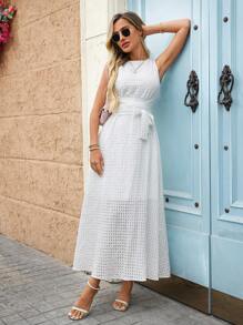 SHEIN Clasi 女士重叠纯色无袖连衣裙，适合夏季的时尚 - 白色 - 查看 6