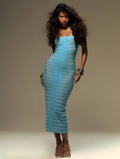 MUSERA Vestido maxi de punto ajustado con estampado de bandeau para verano, vacaciones, atuendo de festival, invitada de boda, salida nocturna en club de playa, elegante para otoño e invierno