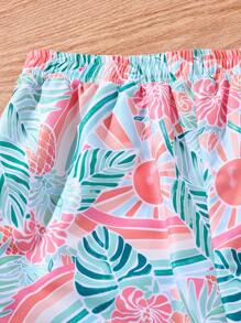 SHEIN 男士度假风格印花梭织面料沙滩短裤，家庭装母子装（4 件单独出售），夏威夷风 - 彩色 - 查看 5