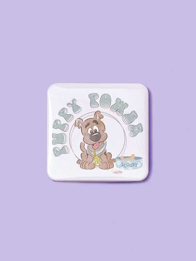 SCOOBY-DOO X SHEIN 1pc Cartoon Dog & Letter Print Square Badge