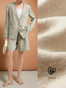 Ontre Plain Button Pocket Thin Long Sleeve Blazer Jacket, Suitable For Daily Commute - Grey - View 5