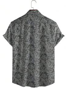 Manfinity Homme 夏季男士休闲佩斯利印花短袖衬衫