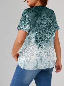 EMERY ROSE Maglietta casual comoda, taglia grande, con stampa sfumata vintage