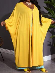 SHEIN CURVE+ Plus Size Women Fashionable Holiday Leisure Series Printed Two Pieces Set Boho Vacation - Multicolor - View 7