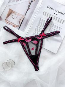 SHEIN 女士刺绣网眼性感丁字裤