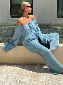 Livesso Women Two Pieces Outfits For Daily Wear Lounge Sets For Women - Blue - View 6