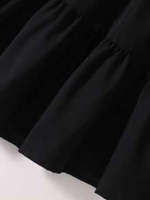 2 件女童甜美罗纹蝴蝶结短袖 T 恤和裙子套装 - 紫色 - 查看 4