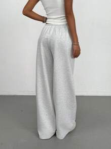 SHEIN PETITE Women's Summer Simple Front Tie Loose Sweatpants, Casual Daily Wear