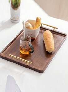 1 صينية شاي من البامبو بزاوية قائمة مع خشب صلب ومقبض، صينية شاي بطراز صيني حديث، مثالية للاستخدام المنزلي والفندقي، المطبخ، هدية عيد الحب، أعراس عيد الحب، عيد ميلاد، رمضان، اكسسوارات المطبخ، أطباق، ديكور الخريف - بني - مشاهدة 6