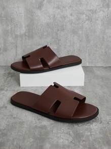 SHUZIA 男士纹理拖鞋 - 高端感觉、防滑、舒适、情人节礼物夏季鞋 - 棕色 - 查看 4