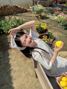 DAZY 2pcs Women Summer Casual Open Front Holiday Set,Short Women Sets Vacation - Apricot - View 4