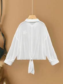 Calvaya 大码女式休闲宽松系带衬衫 - 彩色 - 查看 2