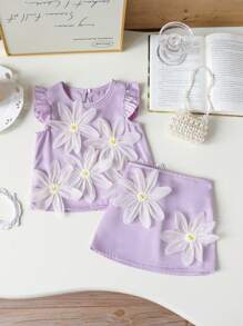 Ensemble casual élégant confortable pour bébé fille, printemps/été. Tissu doux, convient pour les activités intérieures ou extérieures - Multicolore - Voir 1