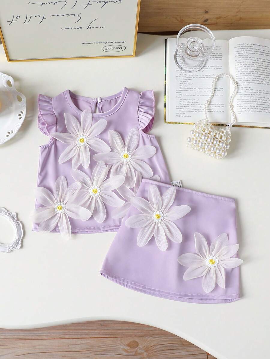 Ensemble casual élégant confortable pour bébé fille, printemps/été. Tissu doux, convient pour les activités intérieures ou extérieures - Multicolore - Voir 1