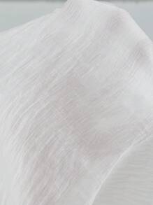 SHEIN Unity 女式简约撞色蕾丝纹理衬衫，夏季 - 白色 - 查看 7