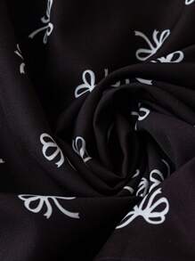 SHEIN LUNE Áo sơ mi tay lửng kẻ sọc nơ thắt nút thường ngày cho kỳ nghỉ cỡ lớn Ngày của mẹ Mùa hè Đơn giản & Thời trang Boho - Đen và trắng - Xem 5