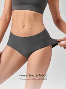 GLOWMODE 2 Packs Lightweight Breathable Sweat-Wicking Mid-Waist Full Coverage Seamless No-Show Underwear Daily Workout - Dark Grey - View 3