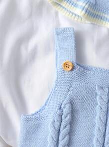 Baby Girl Ruffled Edge Knit Romper - Baby Blue - View 4
