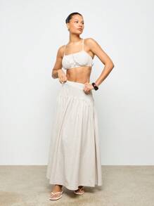 AiiRZ Set gonna plissettata a righe maxi e top a fascia, look spiaggia estivo, vacanze e tempo libero, outfit casual due pezzi